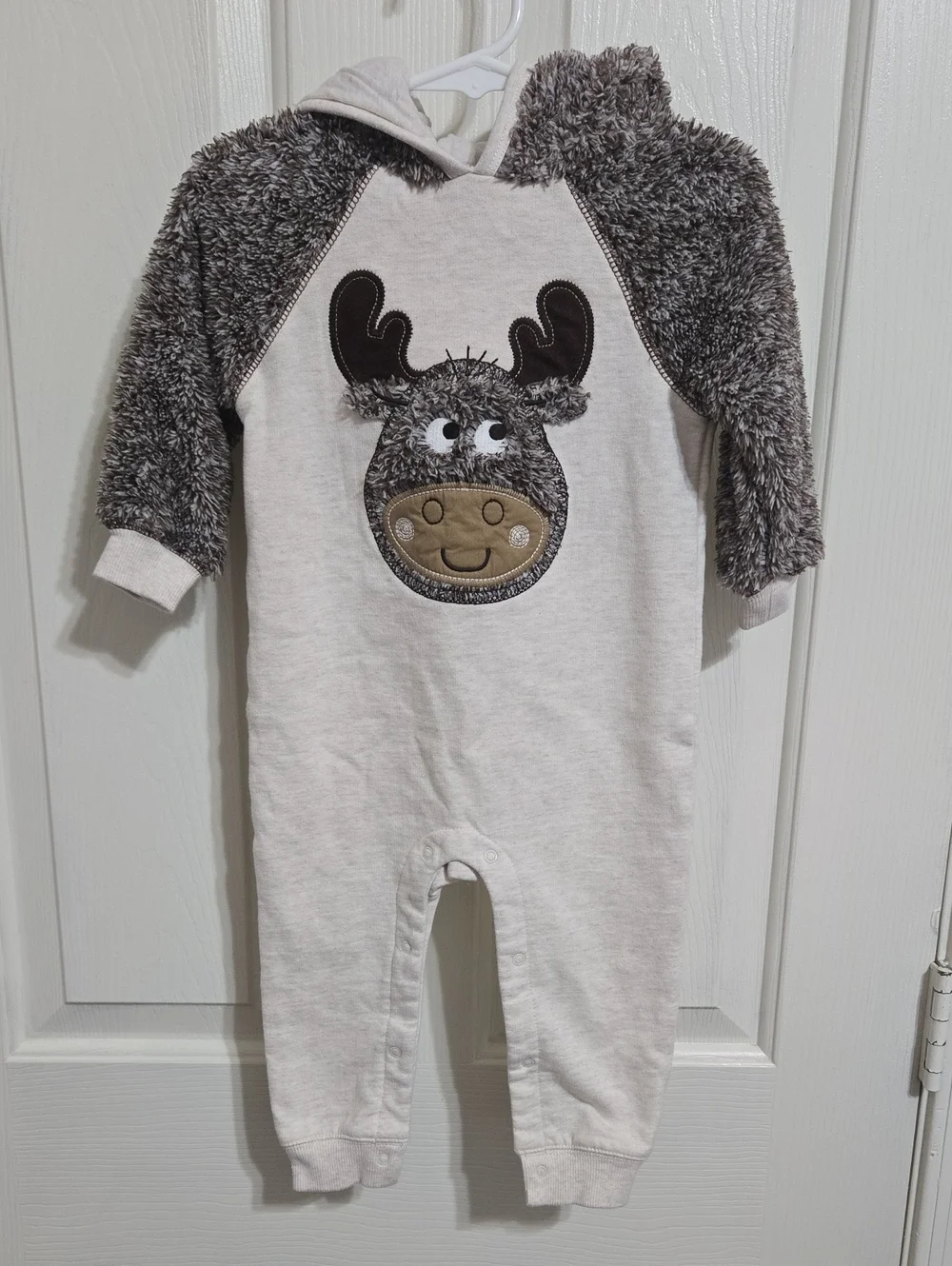 Koala Kids Baby Moose Fleece Hooded Romper Jumpsuit One-Piece